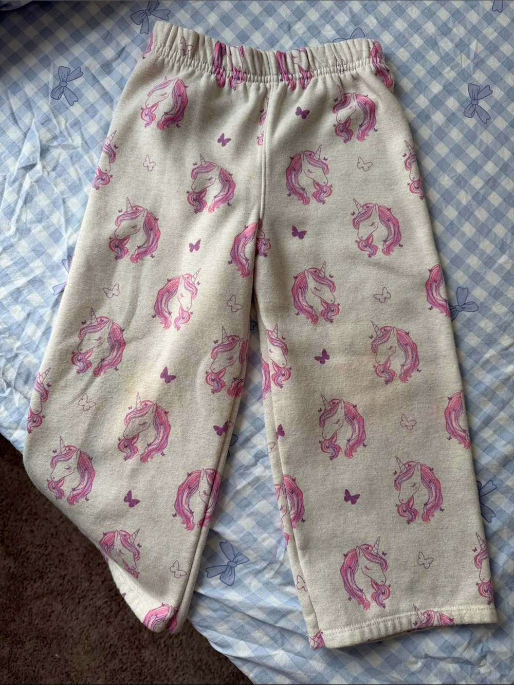 Kids Unicorn Print Pink Cream Pajama Set